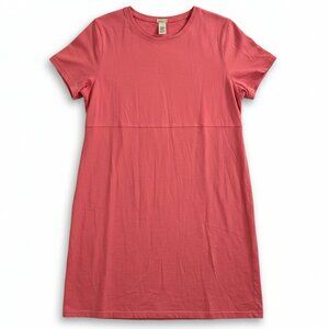 L.L. Bean Pink Cotton Shift Dress Short Sleeve Casual T Shirt Dress PL
